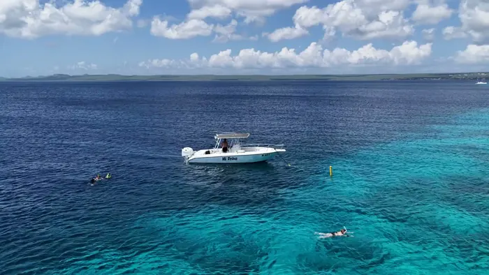 Mi Reina at anchor — from our own drone footage